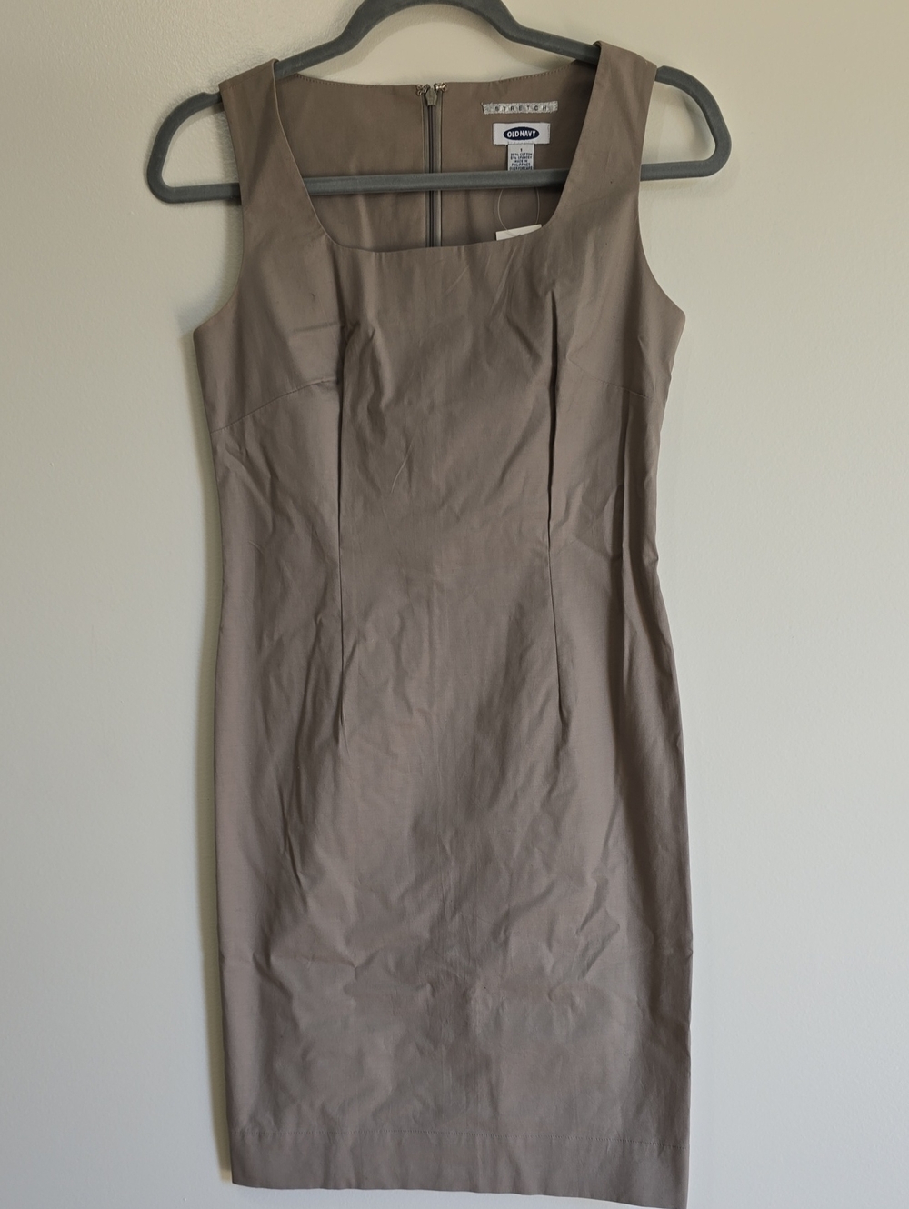 NWT Old Navy Taupe Stretch Square-Neck Sheath Dress Sz 1
